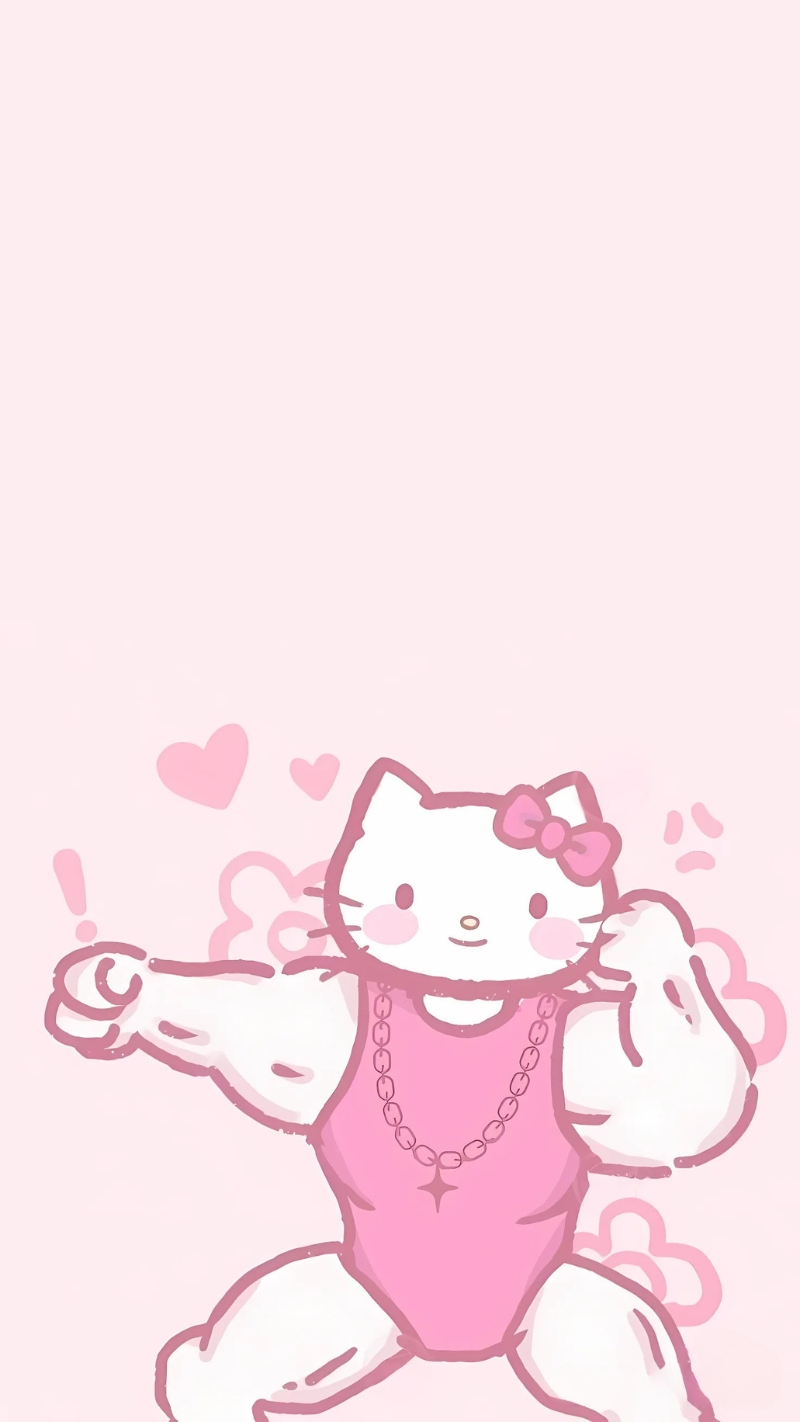 Hình nền điện thoại Hello Kitty cơ bắp