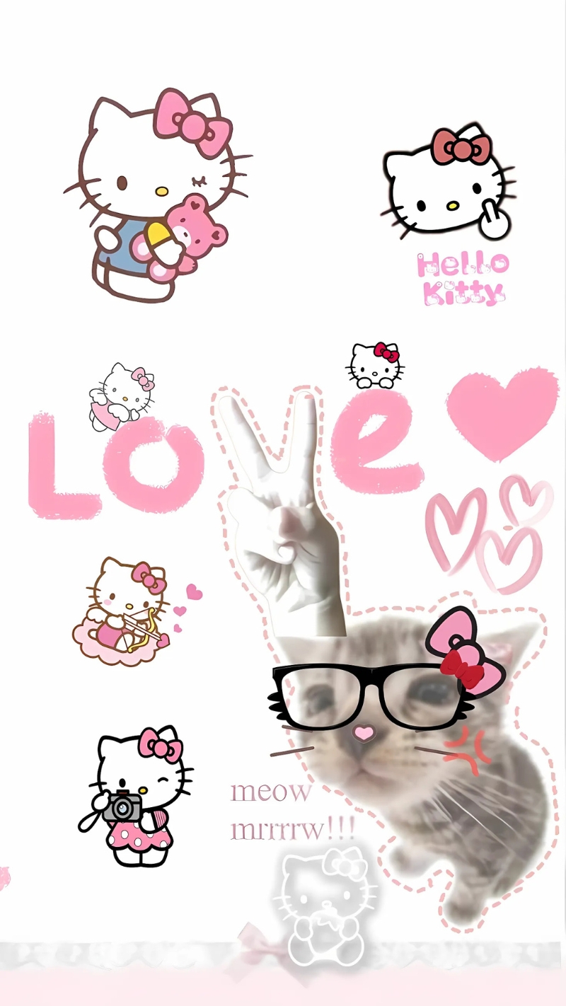 Hình nền điện thoại Hello Kitty meme