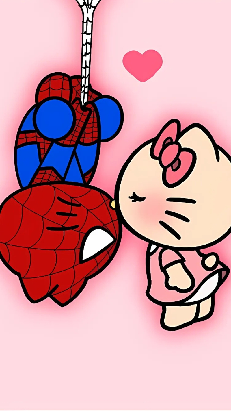 Hình nền điện thoại Hello Kitty và Người Nhện