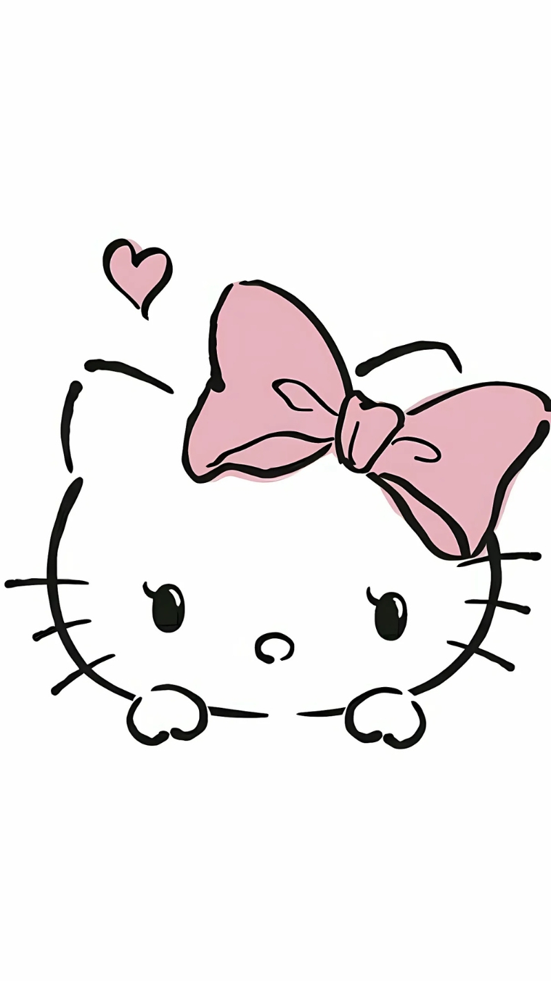 Hình nền Hello Kitty cho điện thoại màu trắng