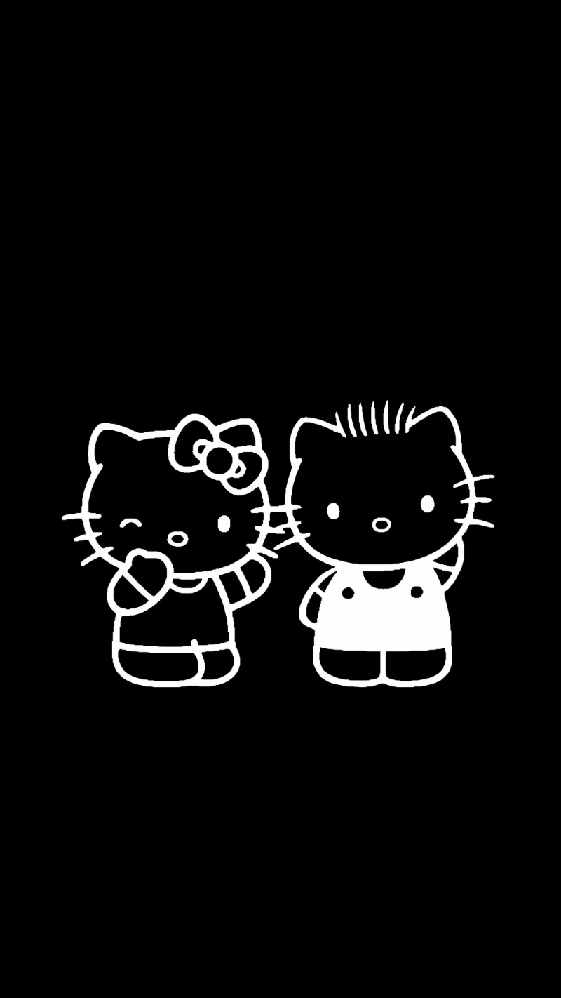 Hình nền Hello Kitty đen trắng