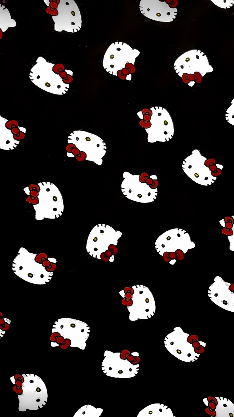 Hình nền Hello Kitty hồng đen