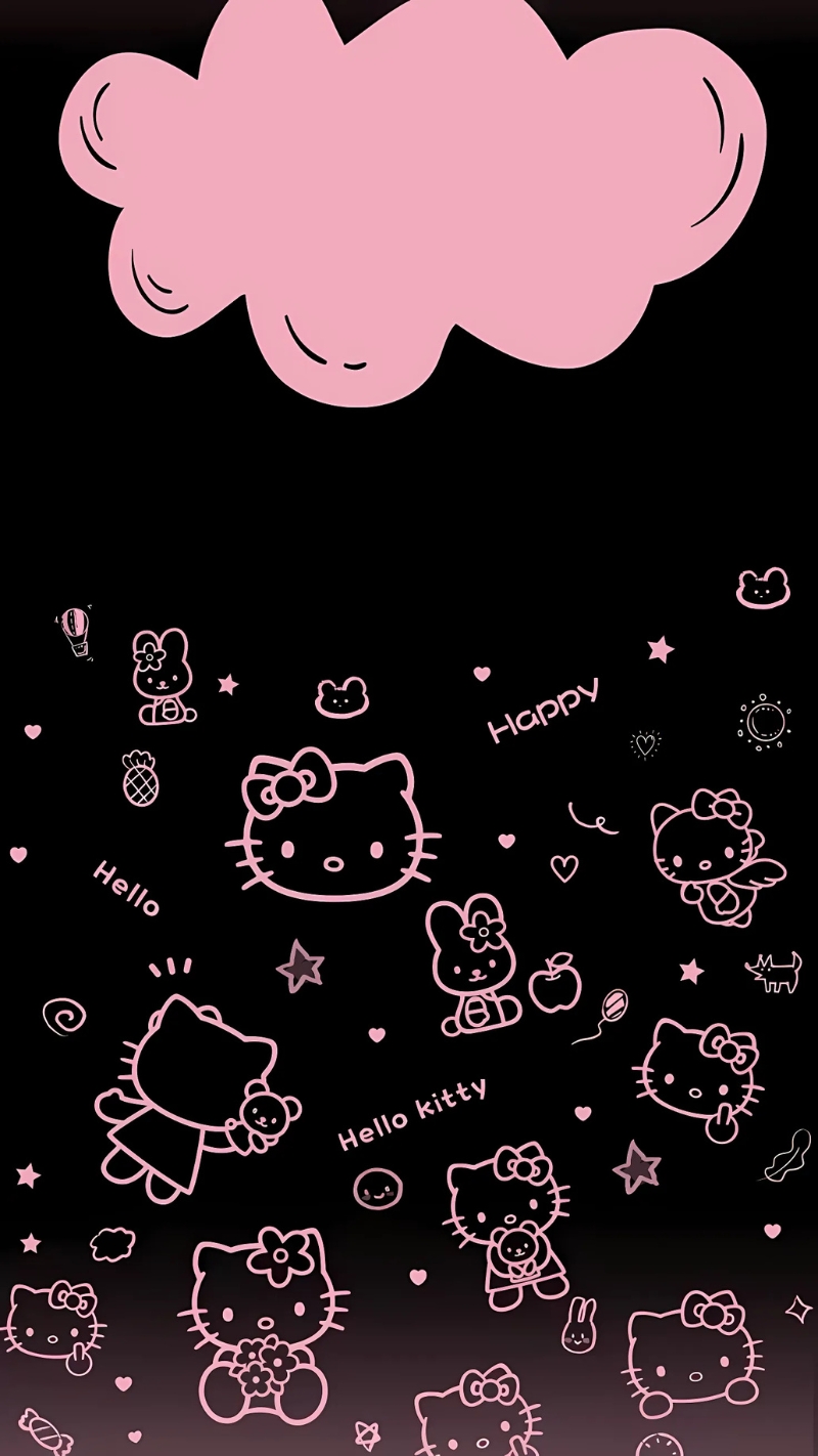 Hình nền Hello Kitty hồng đen