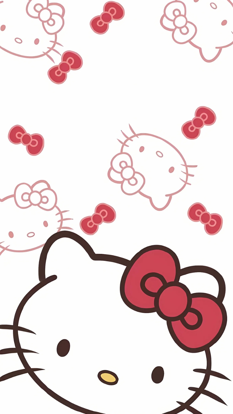 Hình nền Hello Kitty màu đỏ dễ thương