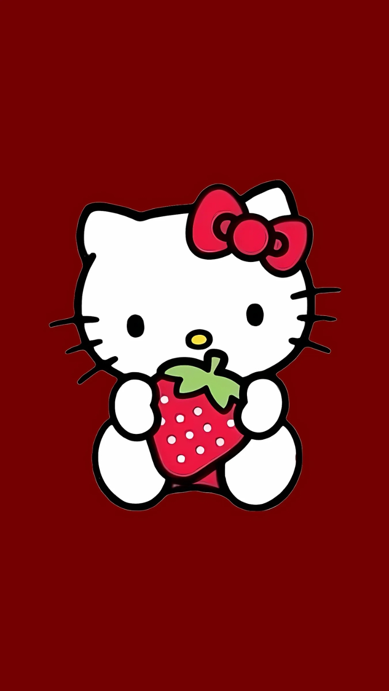 Hình nền Hello Kitty màu đỏ đô