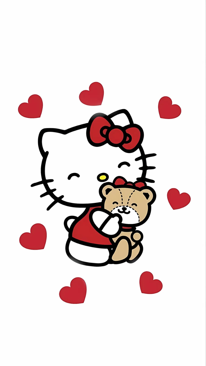 Hình nền Hello Kitty màu trắng cute