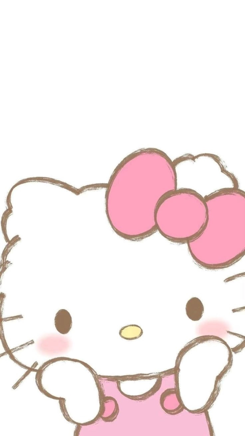Hình nền Hello Kitty cho điện thoại màu trắng
