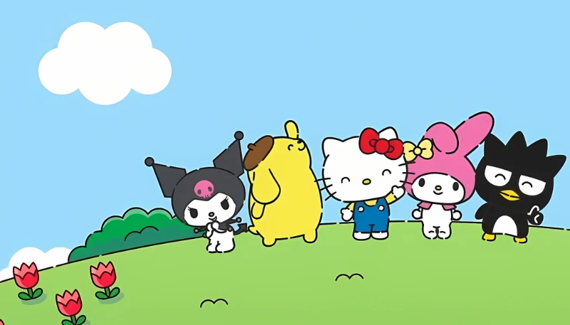 Hình nền Hello Kitty màu xanh dương