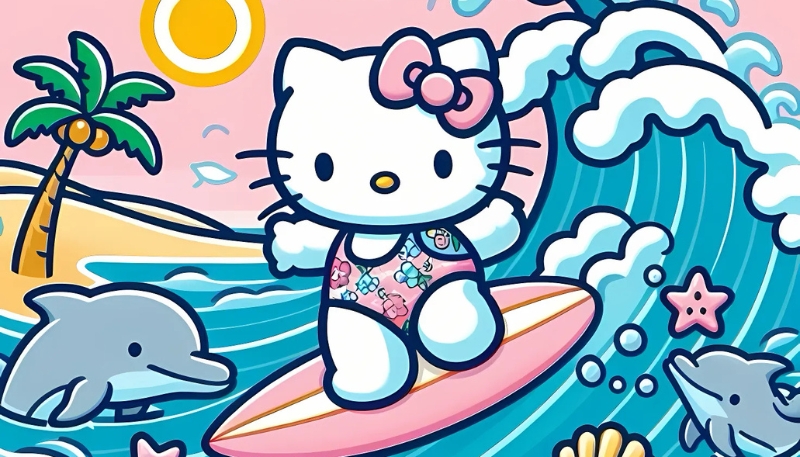 Lướt sóng cùng Hello Kitty