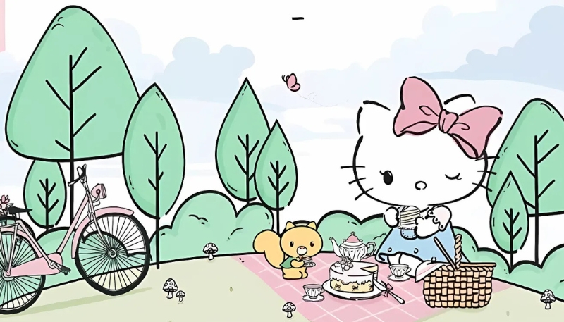 Mẫu hình nền máy tính Hello Kitty xinh