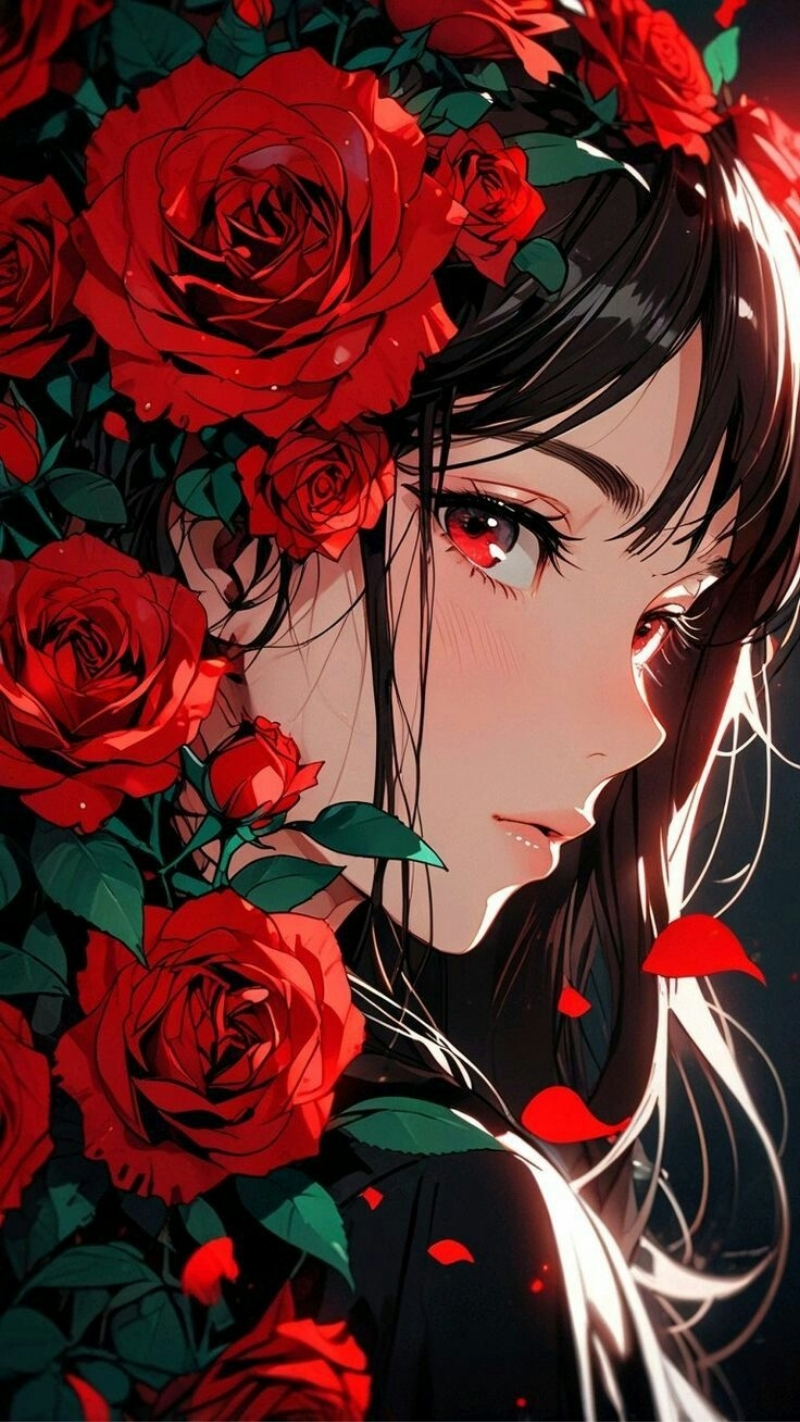 ảnh nền hoa hồng đỏ điện thoại anime đáng yêu