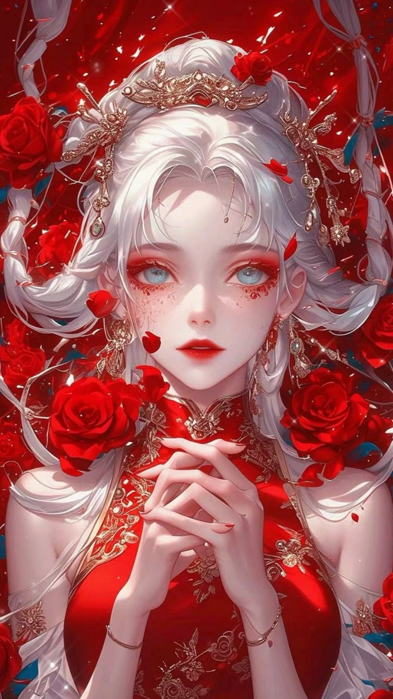 ảnh nền hoa hồng đỏ điện thoại anime nghệ thuật