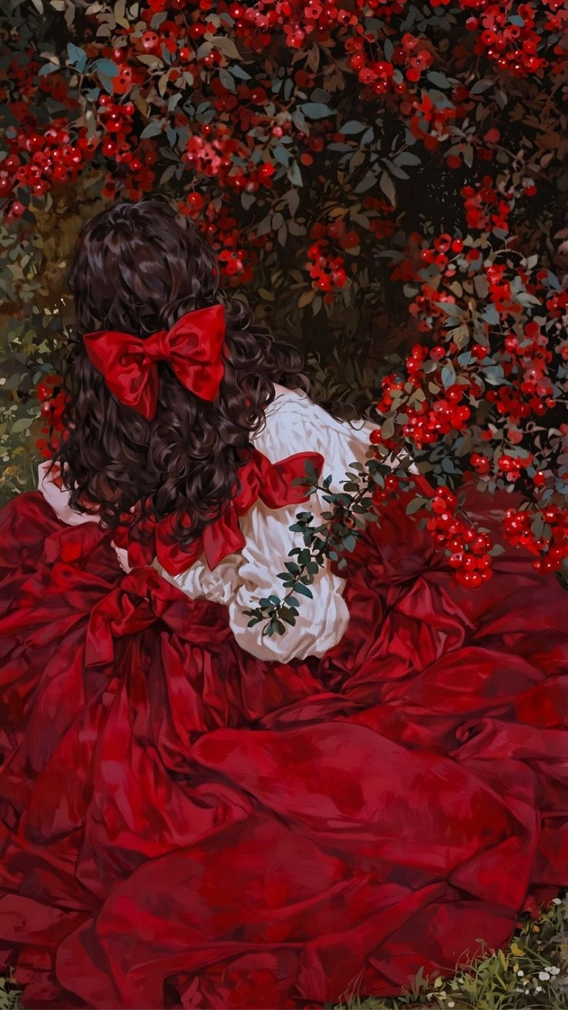 ảnh nền hoa hồng đỏ điện thoại cô gái buộc nơ