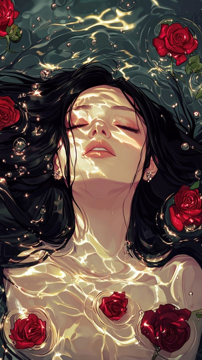 ảnh nền hoa hồng đỏ điện thoại cô gái quyến rũ