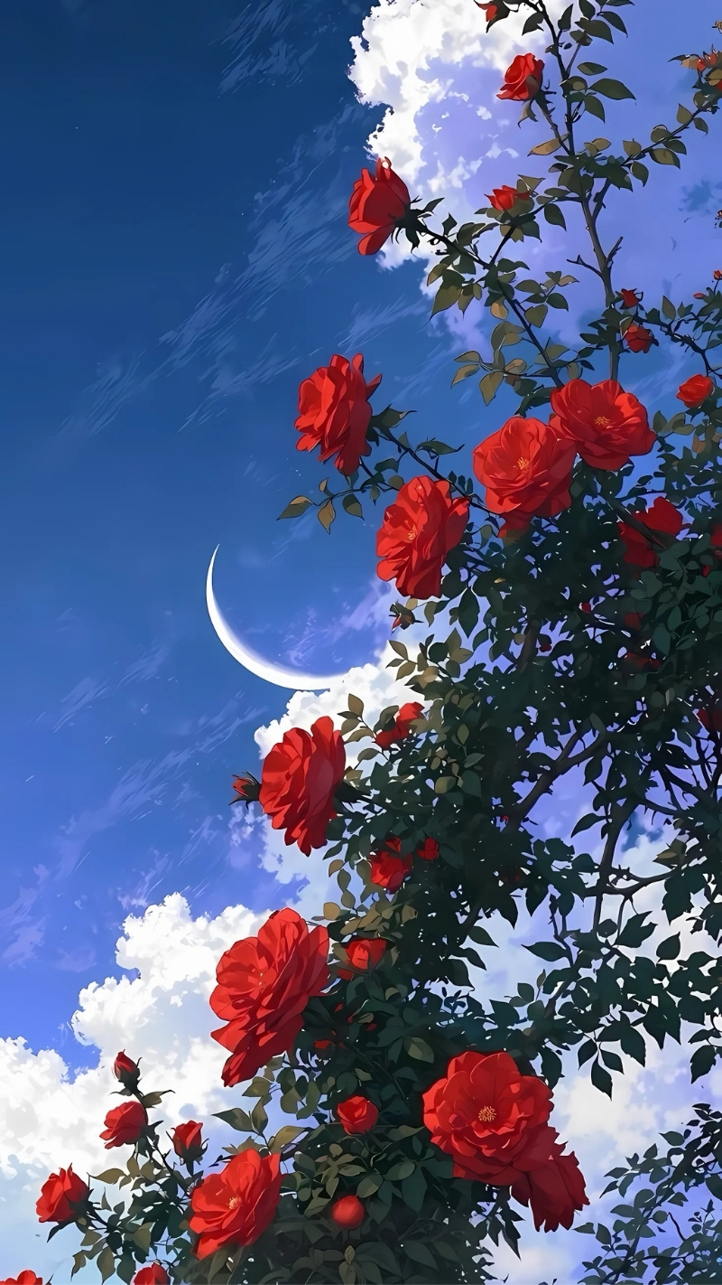 ảnh nền hoa hồng đỏ điện thoại dưới bầu trời