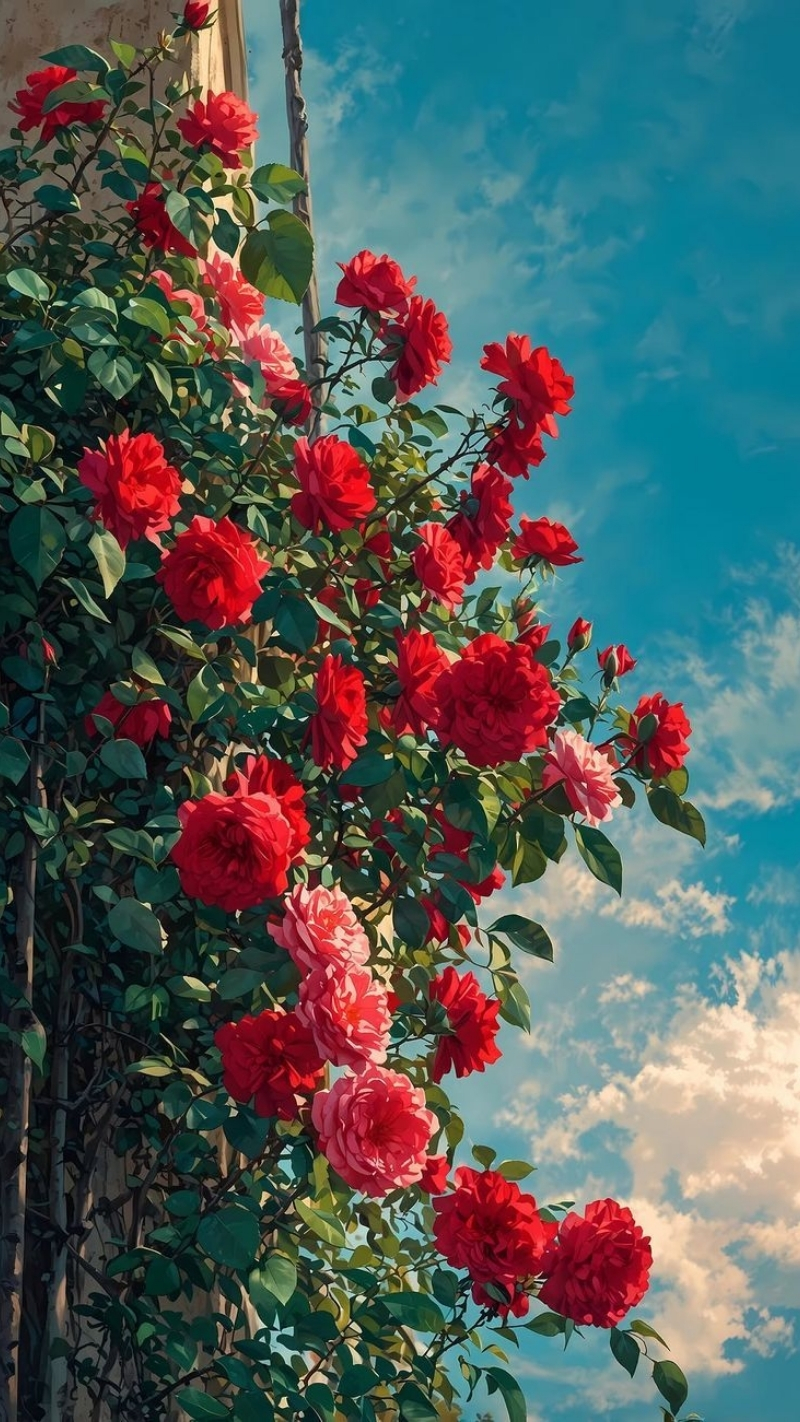 ảnh nền hoa hồng đỏ điện thoại tranh vẽ