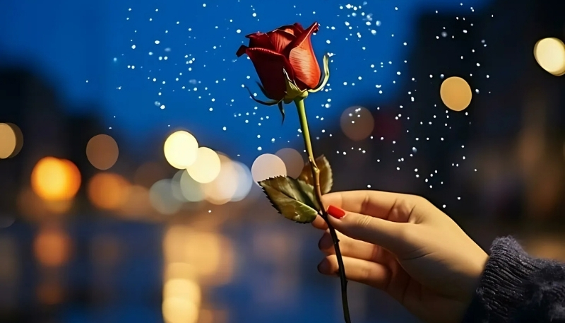 ảnh nền hoa hồng đỏ được cầm trên tay