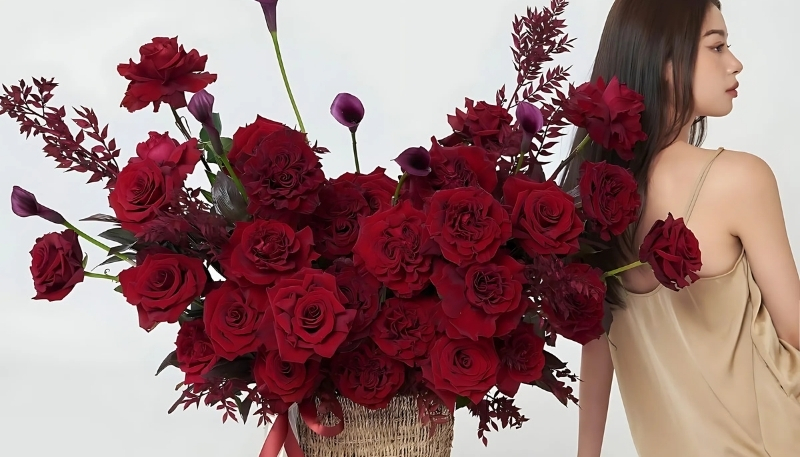 ảnh nền hoa hồng đỏ người mẫu chất