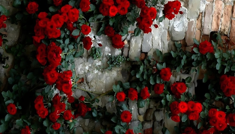 ảnh nền hoa hồng đỏ trên tường