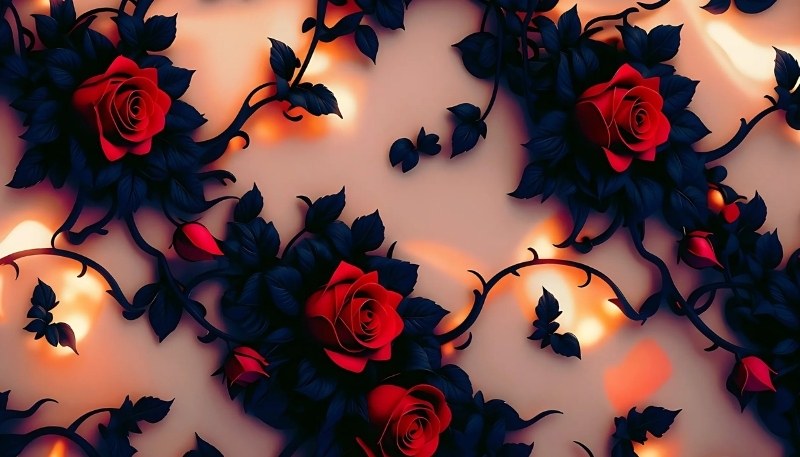 ảnh nền hoa hồng đỏ và ánh đèn lấp lánh