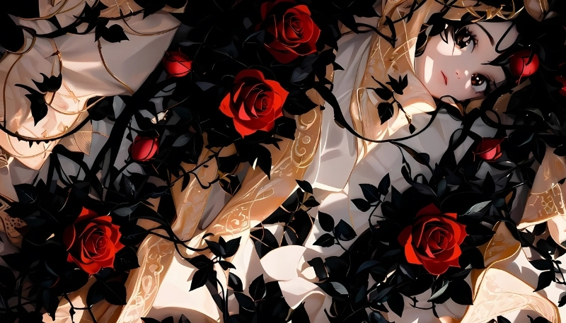 ảnh nền hoa hồng đỏ và cô gái nhỏ