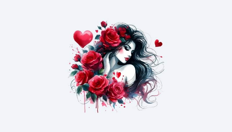 ảnh nền hoa hồng đỏ và cô gái quyến rũ