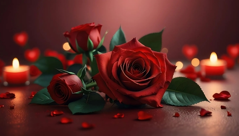 ảnh nền hoa hồng đỏ và nến lãng mạn