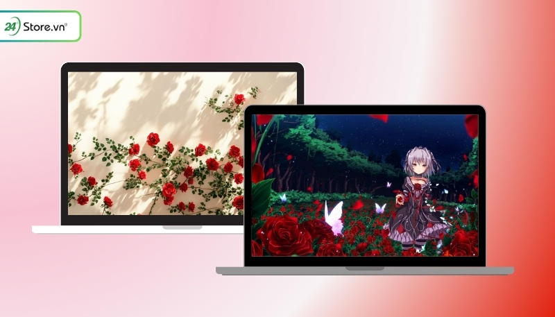 hình nền hoa hồng đỏ máy tính