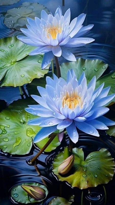 hình nền hoa sen màu xanh