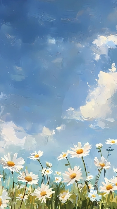 Hình nền hoa cúc họa mi vẽ tay