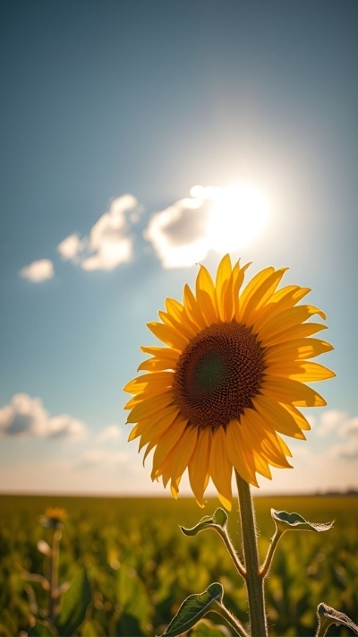 Hình nền hoa hướng dương dưới nắng vàng