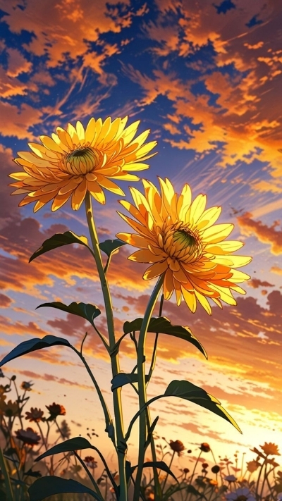 Hình nền hoa hướng dương vẽ