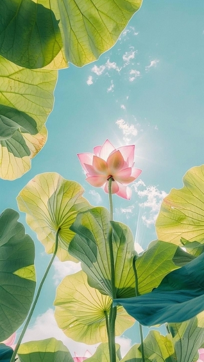 Hình nền hoa sen dưới ánh nắng rực rỡ