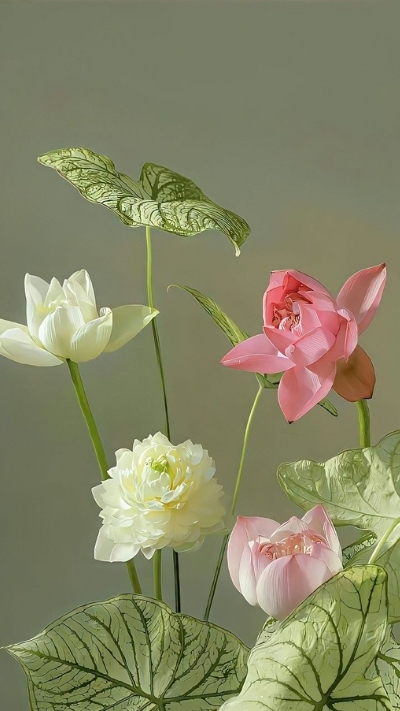 Hình nền hoa sen màu trắng và hồng