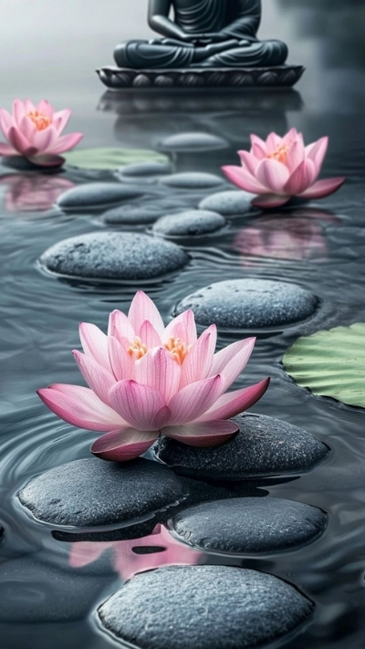 Hình nền hoa sen Phật giáo 3D