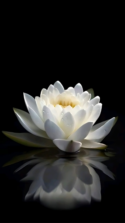 Hình nền hoa sen trắng nền đen