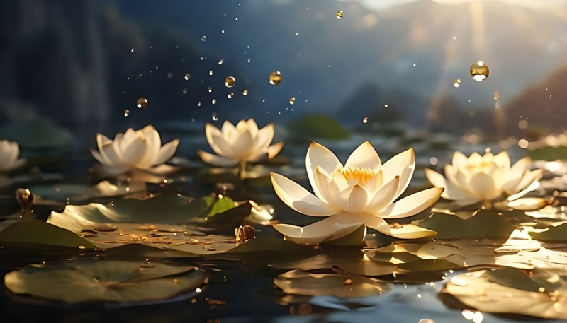 Hình nền hoa sen trắng dưới nắng