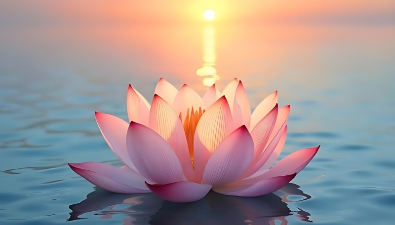 Nền hoa sen dưới ánh hoàng hôn