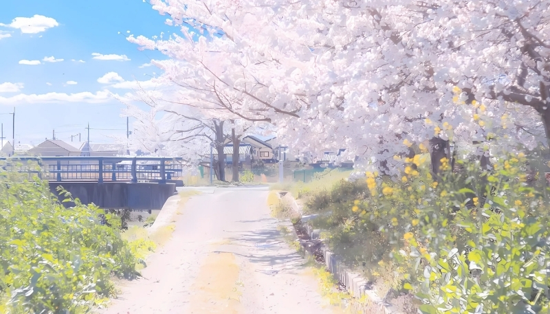 Tải hình nền con đường hoa anh đào