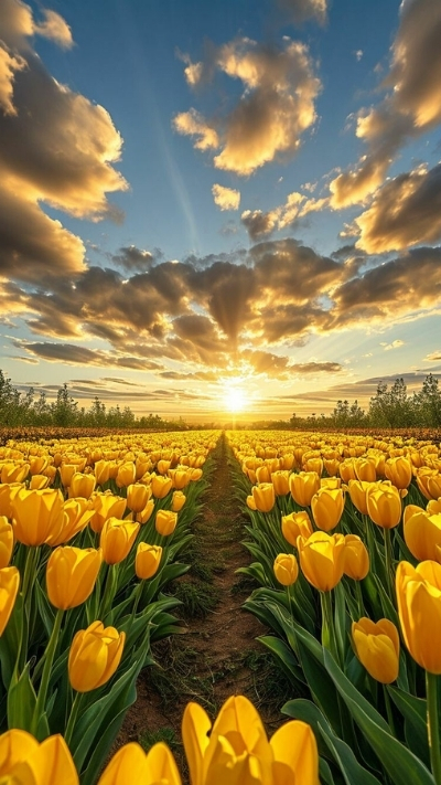 Hình nền hoa Tulip dưới ánh mặt trời