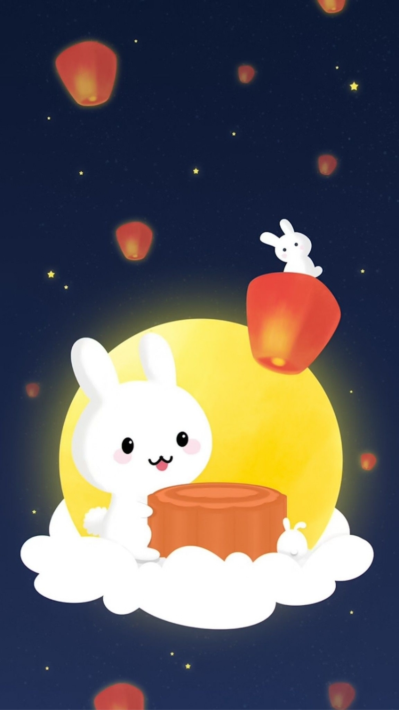 hình nền tết trung thu vẽ iphone air ấn tượng