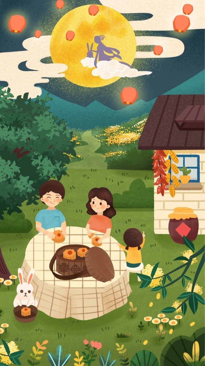 hình nền tết trung thu vẽ iphone air ẩn ý