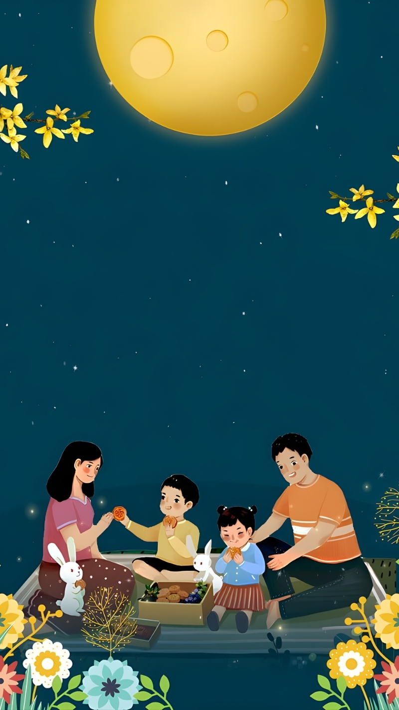 hình nền tết trung thu vẽ iphone air độc đáo