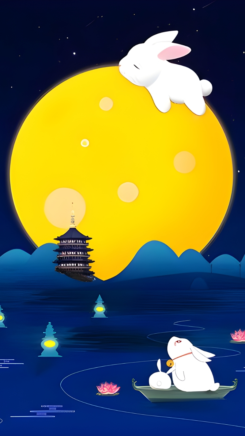 hình nền tết trung thu vẽ iphone air sống động