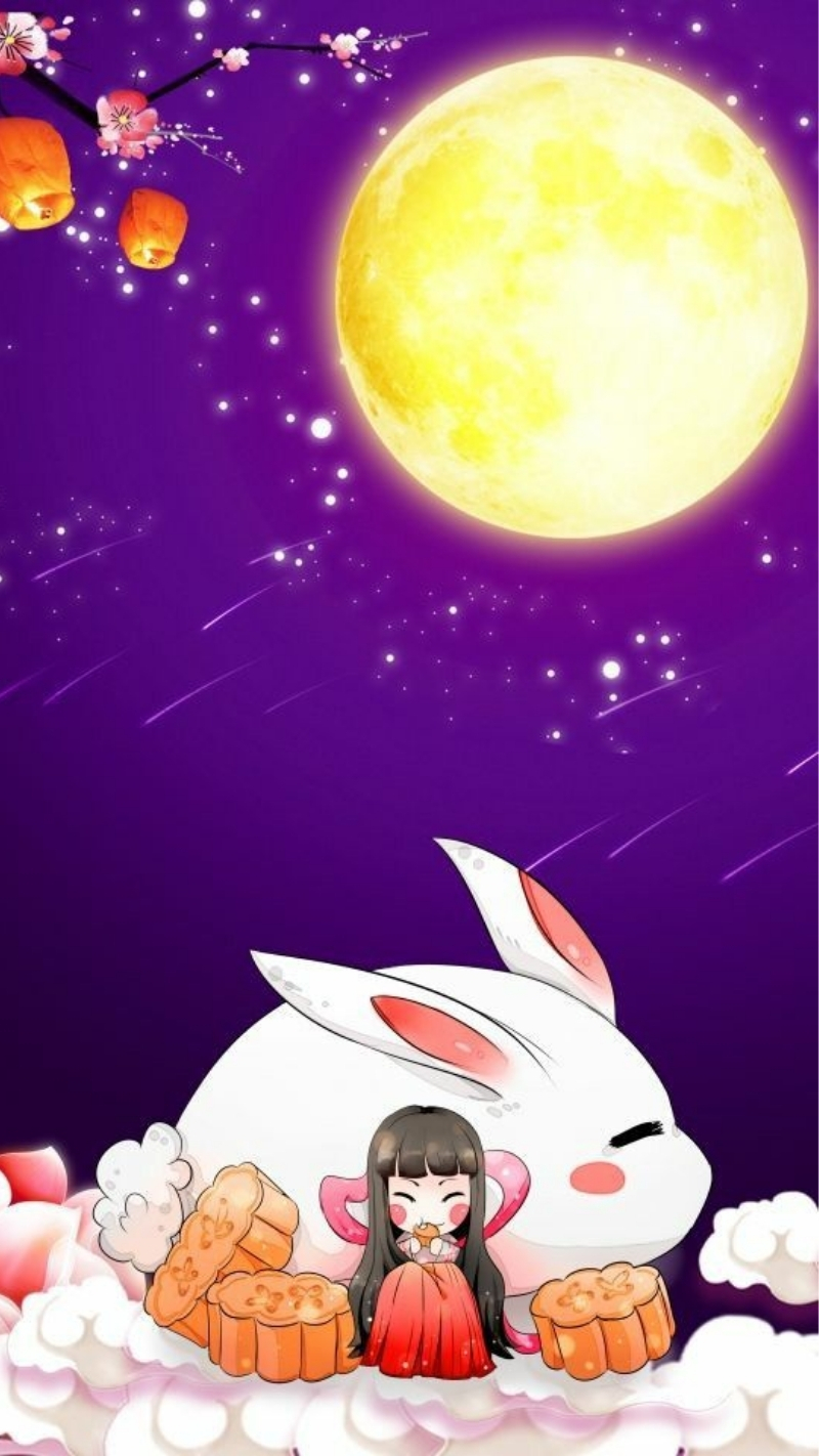 hình nền tết trung thu vẽ iphone air thú vị