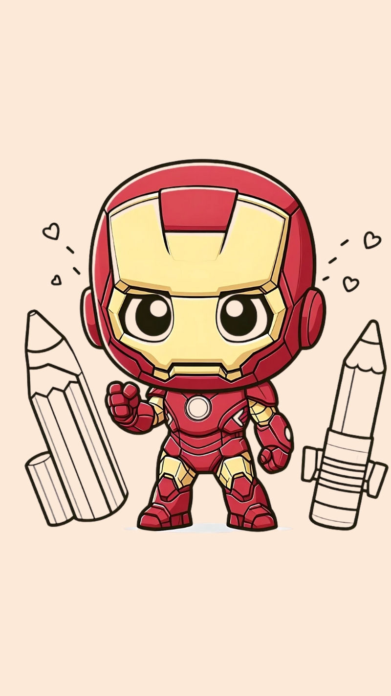 Iron Man chibi dễ thương cho màn hình điện thoại