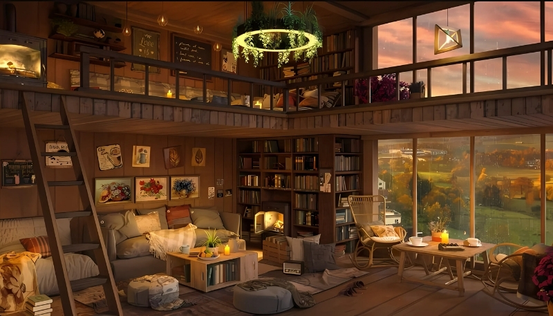 ảnh nền kệ sách 3D đẹp nhất