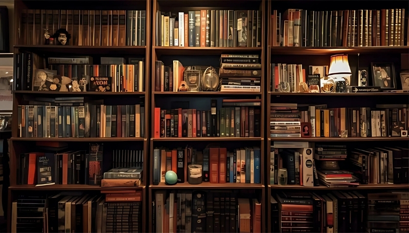 ảnh nền kệ sách 3D hiện đại