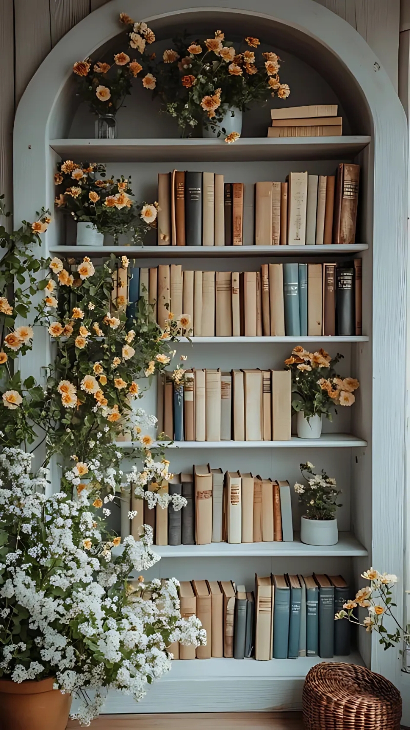 ảnh nền kệ sách 3D hiệu ứng