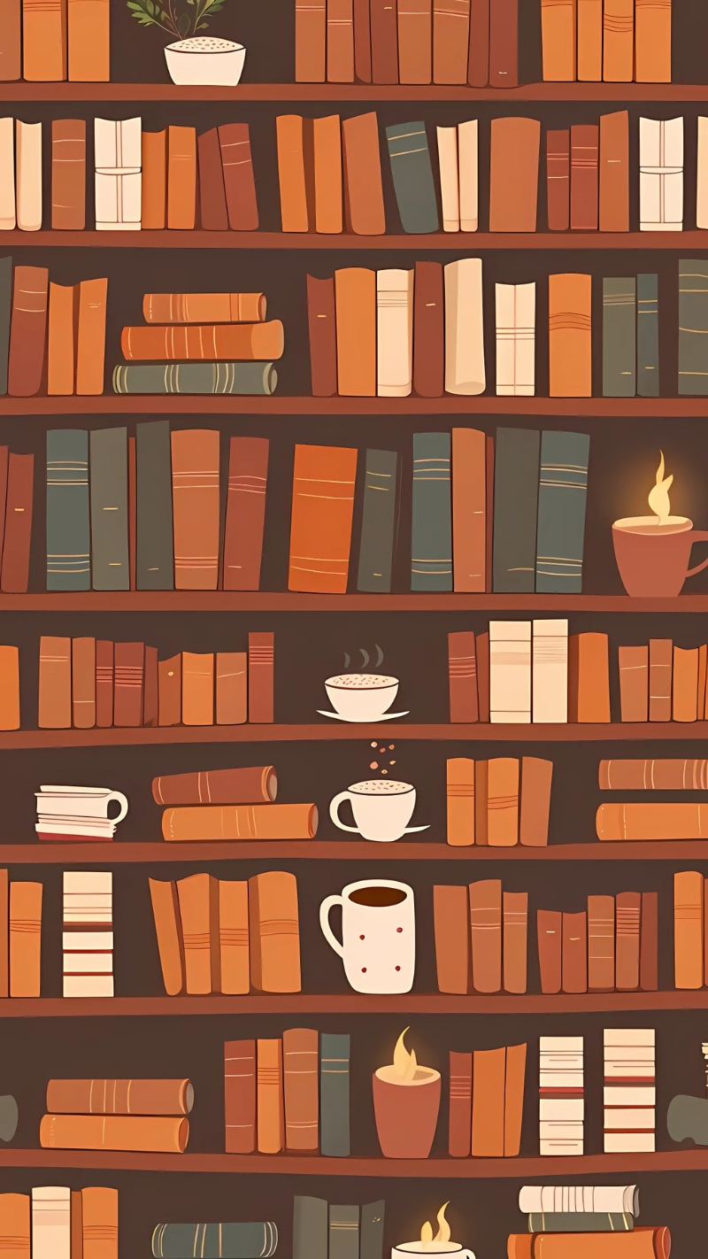 ảnh nền kệ sách 3D không gian